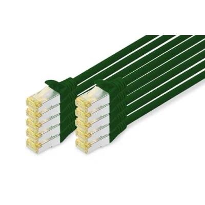 Abbildung von DIGITUS LAN Kabel Cat 6A 0,5m 10 Stück RJ45 Netzwerkkabel S/FTP Geschirmt Kompatibel zu 6 &amp; 7 Grün