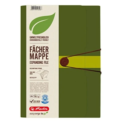 Abbildung von Herlitz 11411253 Fächermappe 12 Fächer Recycling PP Folie dunkelgrün