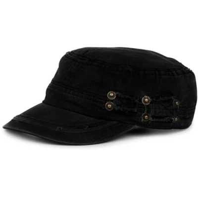 Abbildung von styleBREAKER Military Cap im Washed Destroyed Used Look, Vintage, Risse und Löcher, verstellbar, Unisex 04023011, Farbe:Oliv Braun