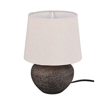 Abbildung von Reality Leuchten Tischleuchte Lou R50961844, Keramik Braun, Stoffschirm Beige, exkl. 1x E14, Höhe 25cm