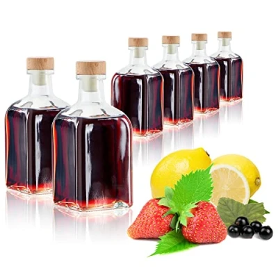 Abbildung von COM FOUR® 6x Glasflasche 120 ml mit Korken leere Flasche Korkenverschluss Glasbehälter zum Befüllen Flüssigkeiten wie Öl, Essig und Spirituosen (viereckig 120ml)