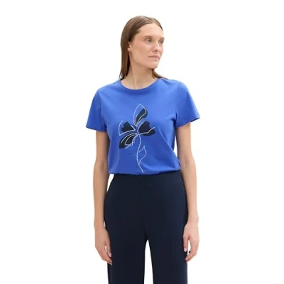 Abbildung von TOM TAILOR Damen 1043835 Basic T Shirt mit Fotoprint, 10619 Preppy Jean Blue, XXX Large