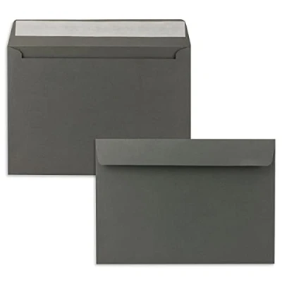 Abbildung von 50x Briefumschläge DIN C5 Anthrazit (Grau) 16,2 x 22,9 cm Haftklebung Edle Kuverts für große Einladungen und Karten zum Geburtstag oder Hochzeit