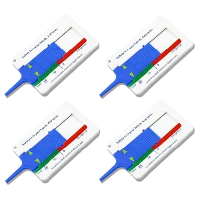 Abbildung von GODESON 4 Stück Profiltiefenmesser für Reifen MM,Kunststoff Intelligenter Farbcodierter, Reifenprofilmesser Motorrad, Auto, LKW