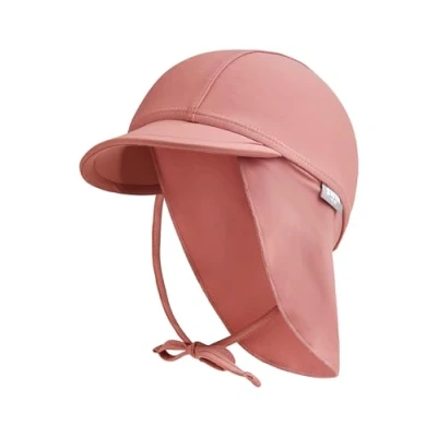 Abbildung von Sterntaler Schirmmütze Nacken Uni Baby und Kinder Mütze mit Nackenschutz Bindeband UV Schutz 50+ Bademütze Kopfbedeckung Schwimmbad Strand Unisex Bademode Rosenholz, Größe 51