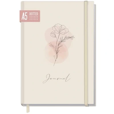 Abbildung von paper&amp;you® Bullet Journal dotted A5 mit Gummiband [Dainty Flower] 156 Seiten Notizbuch gepunktet, Tagebuch nachhaltig &amp; klimafreundlich