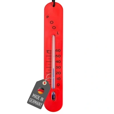 Abbildung von Lantelme Poolthermometer sinkend mit Schnur Analoges Thermometer in Rot für Pool, Schwimmbad, Teich, Whirlpool und Schwimmteich Ideal zur präzisen Wassertemperaturmessung