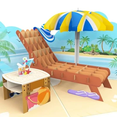 Abbildung von LIMAH® Pop Up Karte Urlaub 3D Urlaubskarte, Gutscheinkarte, mit Strandmotiv für Flitterwochen, oder Reise Besonderes Geschenk, Gutschein die Urlaubskasse, Reisekasse