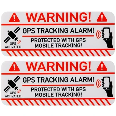 Abbildung von Aufkleber Set &quot;GPS TRACKING ALARM!&quot;, 2 Stück, 7,5 x 3 cm, selbstklebende Folie, außenklebend, Warnhinweis Sticker Innen und Außenbereich, Diebstahl Schutz Klebesticker, Hinweissticker alarmgesichert
