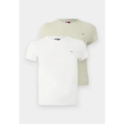 Abbildung von Tommy Jeans C NECK TEE 2 PACK Tshirt basic, Damen, Größe: 32, Ecru / misty sage