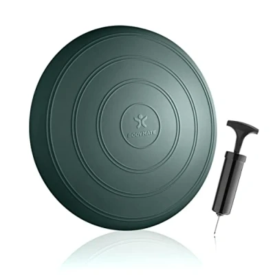 Abbildung von BODYMATE Ballsitzkissen Comfort inkl. Pumpe Midnight Green 33cm Durchmesser Balance Kissen, Sitzballkissen, Luftkissen, Pad Core , Fitness Reha Koordinations und Rückentraining