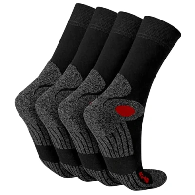 Abbildung von Celodoro 4 Paar Wandersocken, Arbeitssocken &amp; Sportsocken (35 38, schwarz) verstärkte Unisex Socken für Damen Herren atmungsaktive Anti Schweiß Funktionssocken Sport, Wandern, Arbeit
