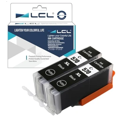 Abbildung von LCL Kompatibel Tintenpatrone PGI 570 570XL 570XLBK (2 PGBK) Ersatz für Canon PIXMA TS5050 TS5051 TS5053 TS5055 MG5700 MG5750 MG5751 MG5752 MG5753 TS6050 TS6051 TS6052 MG6800 MG6850 MG6851