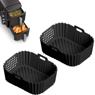 Abbildung von 2 Stück Heißluftfritteuse Zubehör für Ninja Double Stack XL SL400EU SL400EUCP, Silikonform Foodi Max Dual Zone AF400EU, Airfryer Silikon Backform Einsatz
