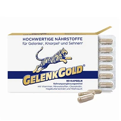 Abbildung von GelenkGold Gelenkkapseln 90 Kapseln hochdosiert, Nahrungsergänzungsmittel für Gelenke¹ Knorpel² und Sehnen3 mit Chondroitin Glucosamin Weihrauch