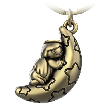 Abbildung von FABACH Schutzengel Schlüsselanhänger Moony mit Mond Glücksbringer aus Metall Engel Liebe Geschenk