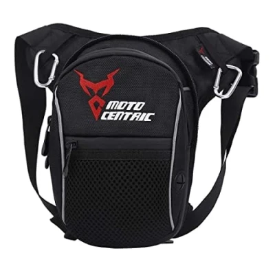 Abbildung von Beintasche Motorrad Oxford Taille Pack Hüfttasche für Herren Frauen Oberschenkel Hintern Hüfte Gürteltasche Outdoor Reisen Wandern Cyling Tactical Sport Tasche Schwarz(Rot)