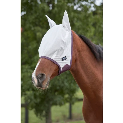 Abbildung von Weatherbeeta Fliegenmaske Essential Mesh Weiß/Maroon/Grau Small Pony