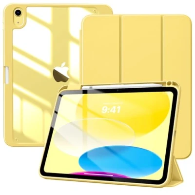 Abbildung von TiMOVO Hülle Kompatibel mit iPad 10 Generation 10,9 Zoll 2022, Stifthalter &amp; Durchsichtig Rückseite, Schlank Trifold Schutzhülle, Auto Schlaf/Aufwach Hülle, Graublau