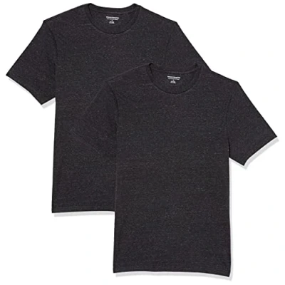 Abbildung von Amazon Essentials Herren T Shirt mit kurzen Ärmeln und Rundhalsausschnitt in schmaler Passform, 2er Pack, Dunkelgrau Meliert, XS