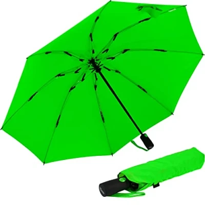 Abbildung von iX brella Sturmschirm Voll Fiberglas Taschenschirm groß 106 cm mit farbigen Speichen neon grün