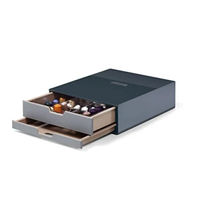 Abbildung von Durable Coffee Point Box S Aufbewahrungsbox (mit 2 Schubladen für Kaffee/Tee, Cateringbox Kaffeestation/Büroküche) anthrazit, 338358
