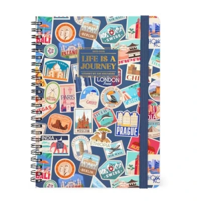 Abbildung von Legami Spiralgebundener Wochenplaner 2025 2026, Travel Stickers, 16 Monate groß, Tagebuch September bis Dezember elastischer Verschluss, FSC zertifiziertes Papier, 15 x 21 cm