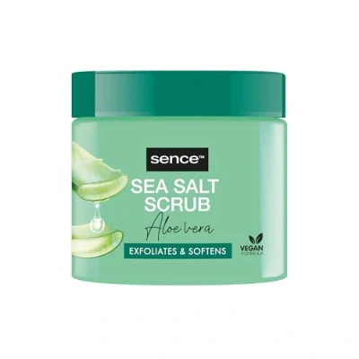 Abbildung von Sence Aloe Vera &amp; Salz Body Scrub, Vegan, mit Vitamin A, C und Zitronensäure, Beauty Skincare Peeling Meersalz, Massage für eine gesunde Haut (1 x 500g)