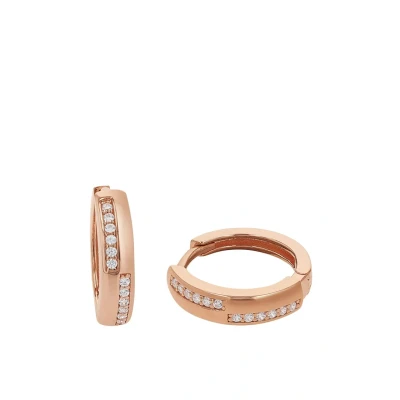 Abbildung von Amor Creolen 925 Sterling Silber Damen Ohrschmuck, mit Zirkonia synth., 1,5 cm, Roséfarben, Kommt in Schmuck Geschenk Box, 2022065