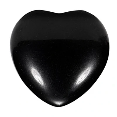 Abbildung von Morella Edelstein schwarzer Obsidian Herz Glücksbringer Steinherz zum Mitnehmen 3 cm in Samtbeutel