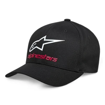 Abbildung von Alpinestars Herren ORIGINAL Logo Flexfit HAT Baseballkappe, Schwarz/Weiß/Rot, L/XL