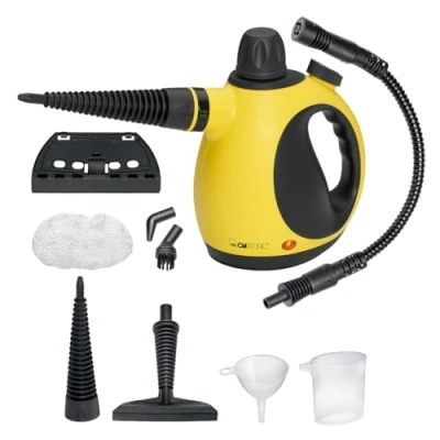 Abbildung von Clatronic® Dampfreiniger reinigt, entfettet &amp; desinfiziert Dampfdruck 3,5 bar Steam Cleaner mit 360 schwenkbare Dampfdüse 5m Kabel Reiniger inkl. 9 teiligem Zubehör 1050 Watt DR 3653