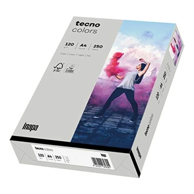 Abbildung von inapa farbiges Druckerpapier, buntes Papier tecno Colors: 120 g/m², A4, 250 Blatt, grau