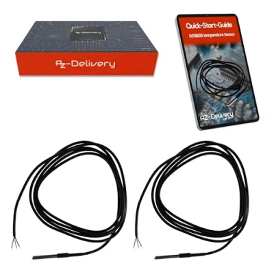 Abbildung von AZDelivery 2x DS18B20 2m Kabel digitaler Edelstahl Temperatursensor Temperaturfühler, wasserdicht kompatibel mit Arduino und Raspberry Pi inklusive E Book