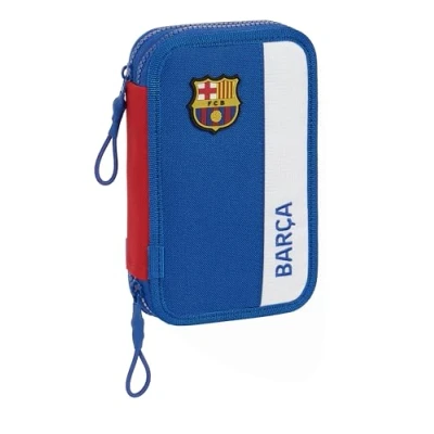 Abbildung von Safta F.C. Barcelona 2. Ausrüstungsetui für Kinder, Federmäppchen mit Farbe, 28 Utensilien, ideal Kinder von 5 bis 14 Jahren, bequem und vielseitig, 12,5 x 4 19,5 cm, Blau Burgunderrot,