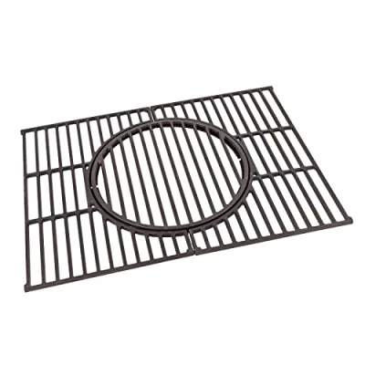 Abbildung von tepro Universal Guss Grillrost Set mit Rost in System aus emailliertem Gusseisen herausnehmbarer Rostmitte für unterschiedliche Einleger, Farbe schwarz, Maße ca. 41,5 x 55 1 cm