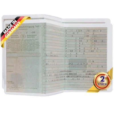 Abbildung von Festland DESIGN® 2 Stück Fahrzeugschein Hülle für KFZ Schein 3 teilige transparente &amp; passgenaue Schutzhülle Zulassungsschein, Auto Zubehör, Dokumentenhülle aus Kunststoff Made in Germany