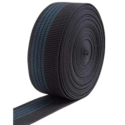Abbildung von IPEA Gurt für Sofa, Stuhl, Polster, Sessel 10 Meter Länge Elastiches Gummiband Gurtband mit 4 Streifen Zugband Sitz, Rückenlehne Elastizität 40% Breite 50 mm Schwarz
