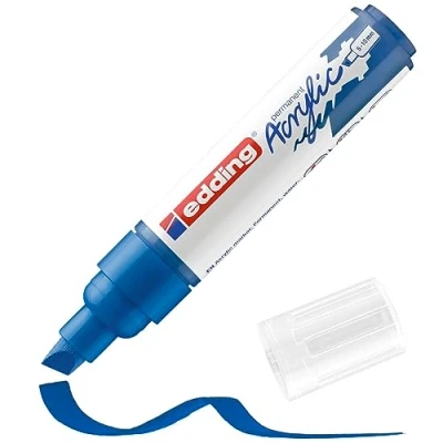 Abbildung von edding 5000 Acrylmarker breit blau 1 Acrylstift wasserfest breite Keilspitze 5 10 mm Acryl Farben zum Malen auf Leinwand, Malpapier und Holz Acrylstifte für Steine, Einzelpack
