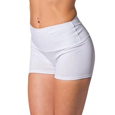 Abbildung von Alkato Damen Sport Shorts mit Hohem Bund Hotpants Radlerhose Long Shorts, Farbe: Weiß, Größe: 42
