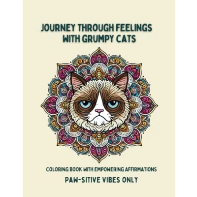 Abbildung von Coloring Book with Empowering Affirmations Journey through emotions grumpy cats: Paw sitive vibes only!