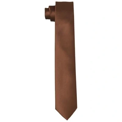 Abbildung von DonDon Krawatten für Herren handgefertigt Seiden Look 6 cm Krawatte Braun