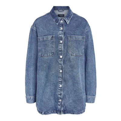 Abbildung von Noisy May ALVA LS NOOS Hemdbluse, Damen, Größe: Small, Medium blue denim