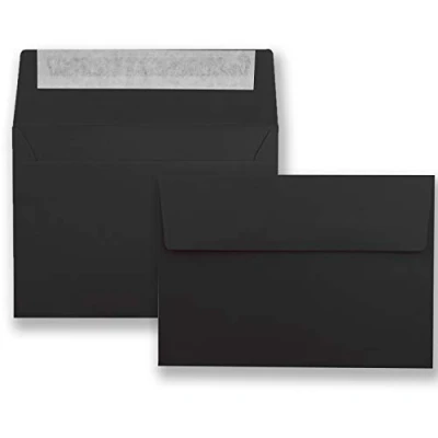 Abbildung von 25x Brief Umschläge B6 Schwarz 12,5 x 17,5 cm Haftklebung 120 g/m² breite edle Verschluss Lasche hochwertige Einladungs