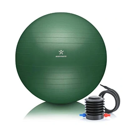 Abbildung von BODYMATE Gymnastikball Sitzball Trainingsball mit GRATIS E Book inkl. Luft Pumpe, Ball für Fitness, Yoga, Gymnastik, Core Training, starken Rücken als Büro Stuhl Midnight Green 75cm