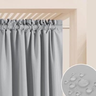Abbildung von ROOM99 Outdoorvorhäng mit Kräuselband Garden Line 155 x 220 cm Breite Höhe Outdoor Vorhang wetterfest Wasserdicht Sichtschutz Sonnenschutz Gardinen Garten Winddicht Hellgrau, 1 Stück