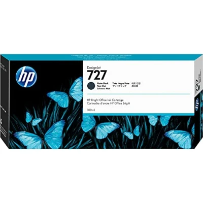 Abbildung von HP 727 Mattschwarz 300 ml Original DesignJet Druckerpatrone (C1Q12A) mit hoher Kapazität, Tinte für Großformatdrucker der Serien T2500, T1500 &amp; T900 sowie den Druckkopf