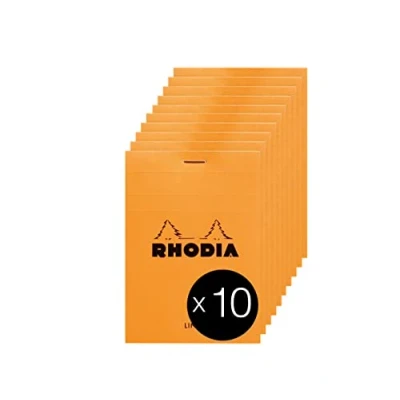 Abbildung von Rhodia 12600C Packung mit 10 Notizblöcken No.12, 8,5x12cm 80 Blätter liniert 80g, Orange, 1 Pack