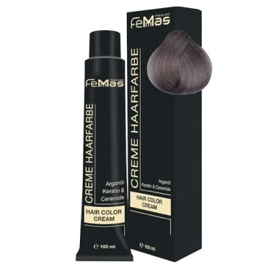 Abbildung von FemMas Haarfarbe Lichtblond Asch Intensiv 9.11 I Professionelle Creme mit Arganöl, Keratin &amp; Ceramiden dauerthafte Haarfärbung oder Tönung für strahlende Farbergebnisse 100 ml