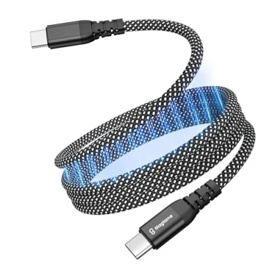 Abbildung von Magtame magnetisches USB C Kabel, elastisches gewickeltes zu Ladekabel 60W (3A), 1M/3.3FT einziehbares USBC Nylon geflochtene Typ Schnellladekabel kompatibel mit i Phone 16, für Samsung